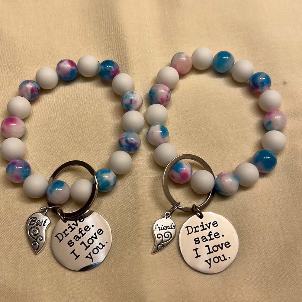 Best friends keychain wristlet